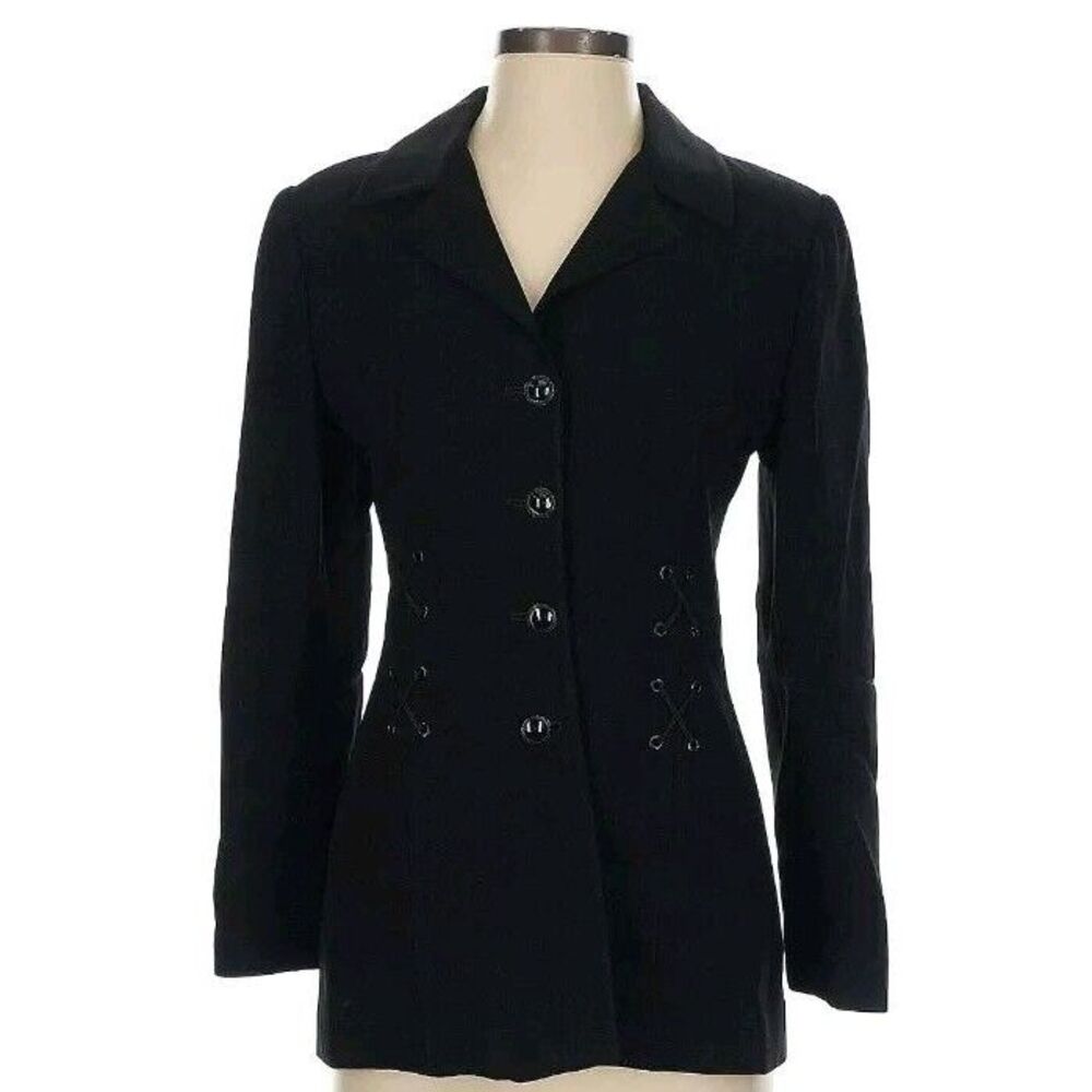 Griffith Gray For St John Women's‎ Size 6 Blazer Black Buttons Italian Flawless